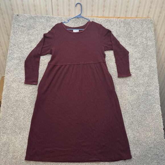 Leisure Life Vermont Country Store Dress 1XL Burgundy Waffle Knit Pockets Cozy - Picture 1 of 9